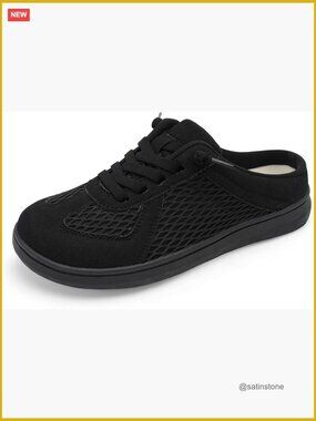 Wide Slip-on Mule Shoes Breathable Walking Backless Sneakers Removable Sole